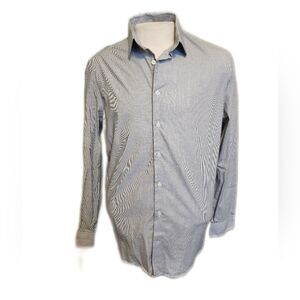 Express Slim 1MX stretch cotton button down shirt, gray & white, M